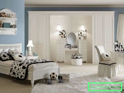 bedroom-elegant-girl-blue-and-black-bedroom-design-and-decoration-use-light-blue-bedroom-wall-paint-including-straight-furry-white-bedroom-carpet-and-sofa-small- білий льон-дівчина-головний борт-великий-пі